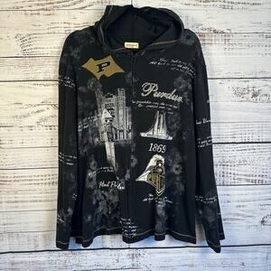 Womens VTG Studio Gem Purdue Boilermakers Embellished Full Zip Hooded Jacket XXL